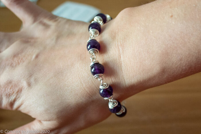 amethyst spiral silver bracelet