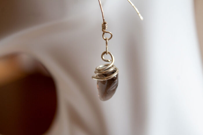 smokey quartz spiral earrings