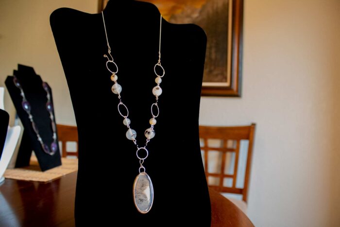 Montana agate necklace, silver soldered